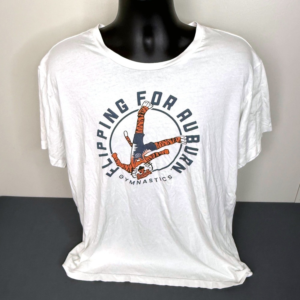Alternative T-Shirt Mens 2XL Auburn Gymnastics Flipping For Auburn White Graphic
